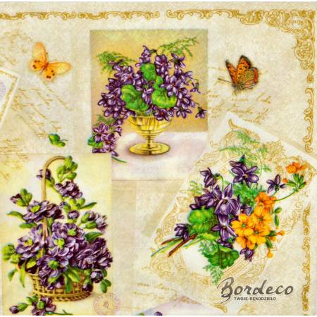 Serwetka do decoupage firmy MAKI wiosenne bukieciki w koszykach 33x33